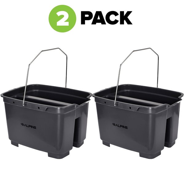 Alpine Industries Divided Plastic Cleaning Bucket, PK2 ALP486-D-2pk